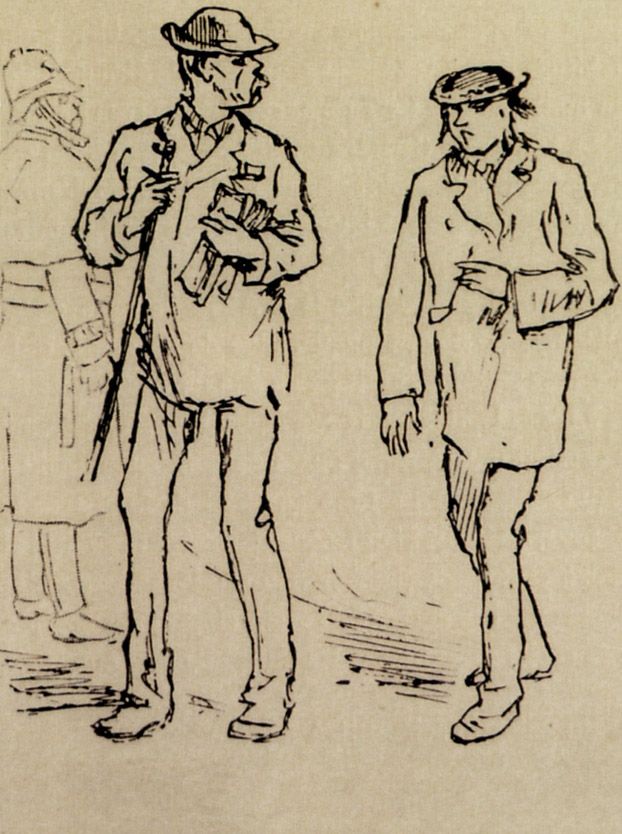 Rimbaud et Verlaine à Londres dessiné par Félix Régamey