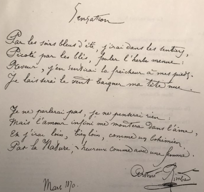 Manuscrit du poème Sensation